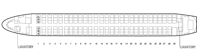 Компоновка пассажиорского салона самолета Boeing 737-800