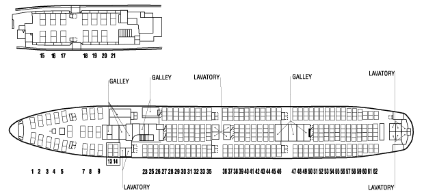 Компоновка пассажиорского салона самолета Boeing 747-300
