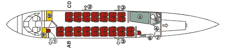 Компоновка пассажиорского салона самолета Yakovlev Yak-40